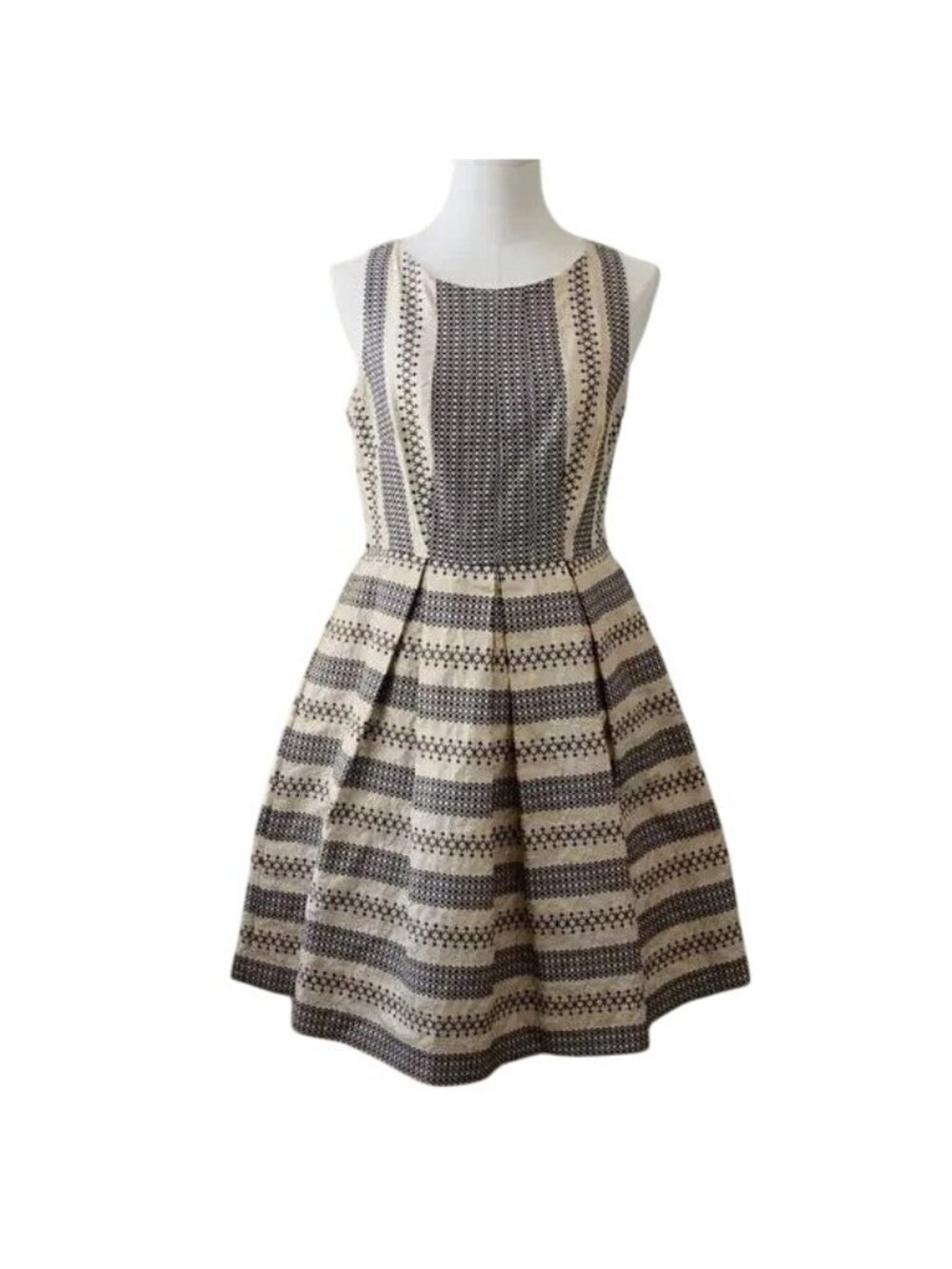 Anthropologie Eva Franco Gold Metallic Fit & Flare Sleeveless Dress